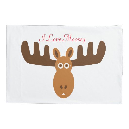 Moose Head_I Love Moosey_whimsical & humoriss Kussensloop (Achterkant)