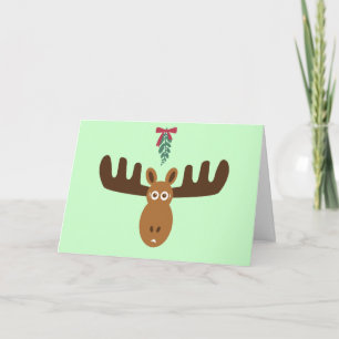 Moose Head_Merry Kiss Moose #2 Feestdagen Kaart