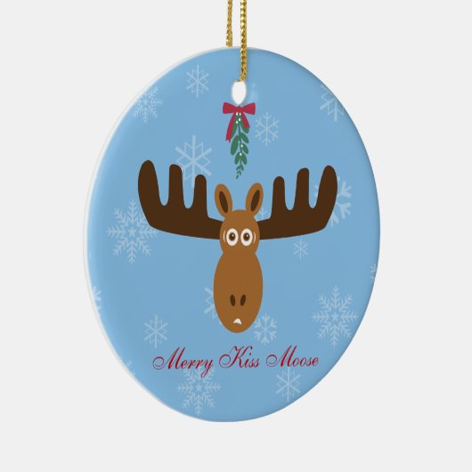 Moose Head_Merry Kissmoose_Happy Gnu Year! Keramisch Ornament (Rechts)