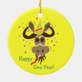 Moose Head_Merry Kissmoose_Happy Gnu Year! Keramisch Ornament (Achterkant)