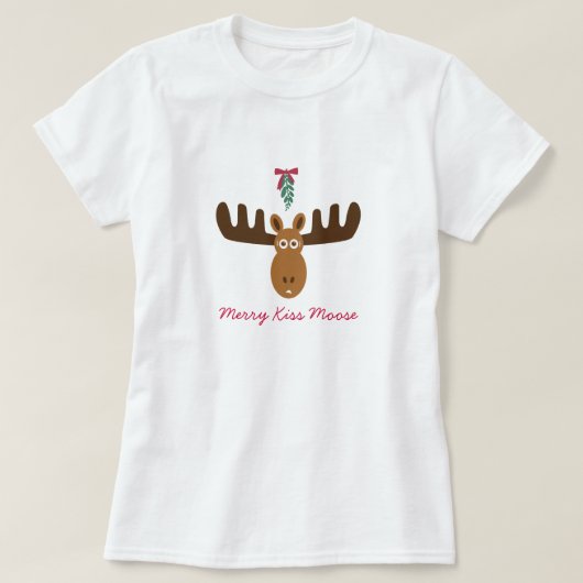 Moose Head_Mooseltoe_Merry Kiss Moose T-shirt (Design voorkant)