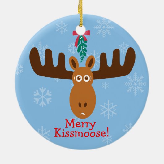Moose Head_Mooseltoe_Merry Kissmoose! Keramisch Ornament (Achterkant)