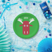 Moose Head Pop Art aangepast monogram papier bord (Feest)