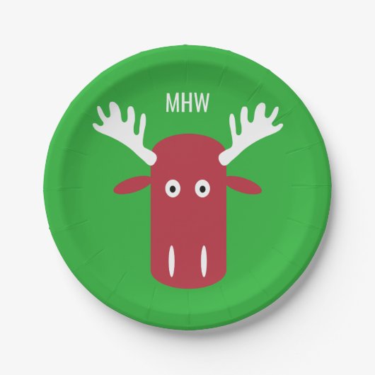 Moose Head Pop Art aangepast monogram papier bord (Voorkant)