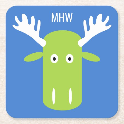 Moose Head Pop Art aangepast monogram papier onder Kartonnen Onderzetters (Voorkant)