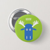 Moose Head Pop Art aangepaste monogram knop Ronde Button 5,7 Cm (Voorkant /achterkant)