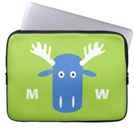 Moose Head Pop Art, aangepaste monogram laptophoez Laptop Sleeve