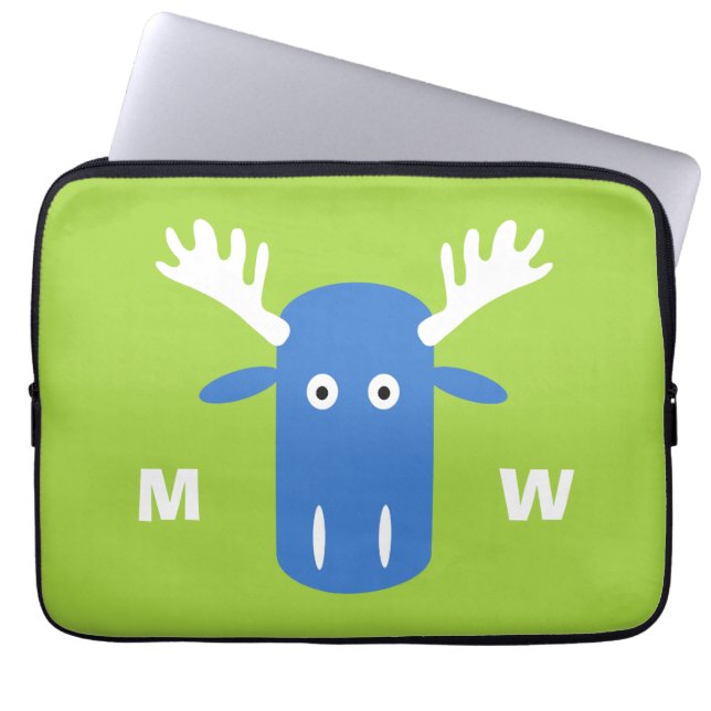 Moose Head Pop Art, aangepaste monogram laptophoez Laptop Sleeve (Voorkant)
