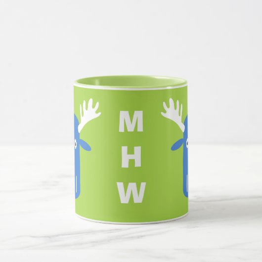 Moose Head Pop Art aangepaste monogram mokken (Midden)