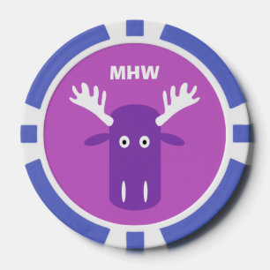 Moose Head Pop Art aangepaste monogram poker chips