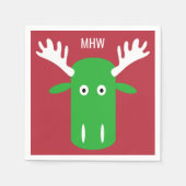 Moose Head Pop Art aangepaste monogram servetten (Voorkant)
