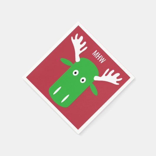 Moose Head Pop Art aangepaste monogram servetten (Hoek)