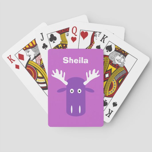 Moose Head Pop Art aangepaste monogram speelkaarte Speelkaarten (Achterkant)