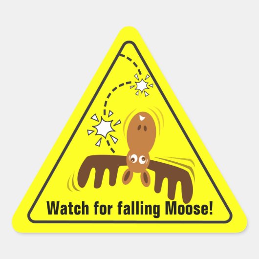 Moose Head_Road Sign_Watch voor vallende Moose! Sticker (Voorkant)