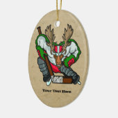 Moose Hockey Keramisch Ornament (Links)