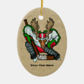 Moose Hockey Keramisch Ornament (Voorkant)
