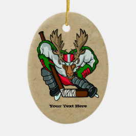 Moose Hockey Keramisch Ornament