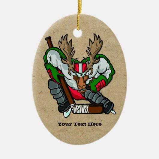 Moose Hockey Keramisch Ornament (Voorkant)