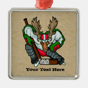 Moose Hockey Metalen Ornament