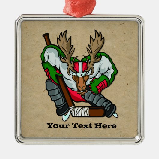 Moose Hockey Metalen Ornament (Voorkant)
