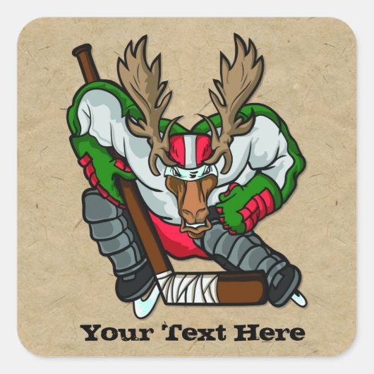 Moose Hockey Vierkante Sticker (Voorkant)