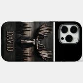 Moose hoofd snijwerk met naam Case-Mate iPhone case (Achterkant (horizontaal))