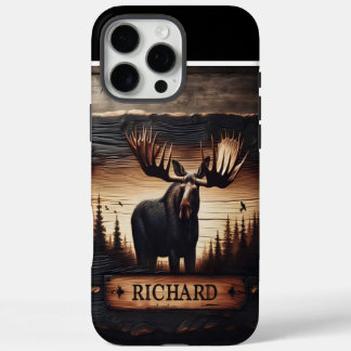 Moose Hout snijwerk Teken iPhone 16 Pro Max Hoesje