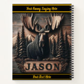 Moose houtsnijwerk in donkere tinten notitieboek (Achterkant)