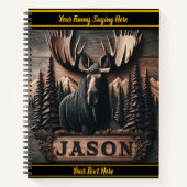 Moose houtsnijwerk in donkere tinten notitieboek (Voorkant)