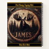 Moose houtsnijwerk in het bos notitieboek (Achterkant)