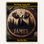 Moose houtsnijwerk in het bos notitieboek (Voorkant)