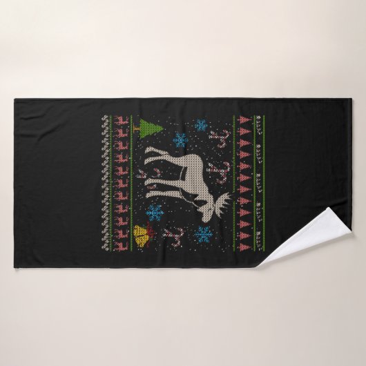 Moose Hunting Kerstmis Ugly Shirt Moose Kerstmis Badhanddoek (Badhanddoek)