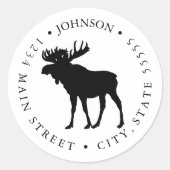  Moose Illustratie Retourlabel Ronde Sticker (Voorkant)