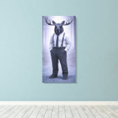 Moose in Classic Suspenders – Silent Forest Portra Canvas Afdruk (Insitu (Houten vloer))