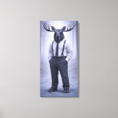 Moose in Classic Suspenders – Silent Forest Portra Canvas Afdruk (Voorkant)