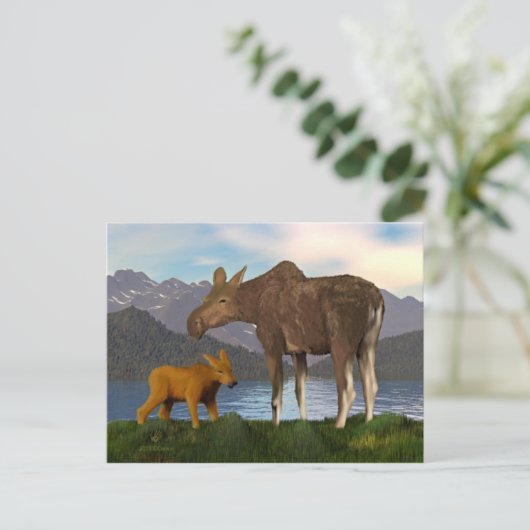 Moose in de Meadow Briefkaart (Staand voorkant)