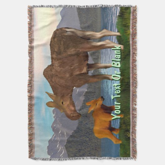 Moose in de Meadow Deken (Voorkant Verticaal)