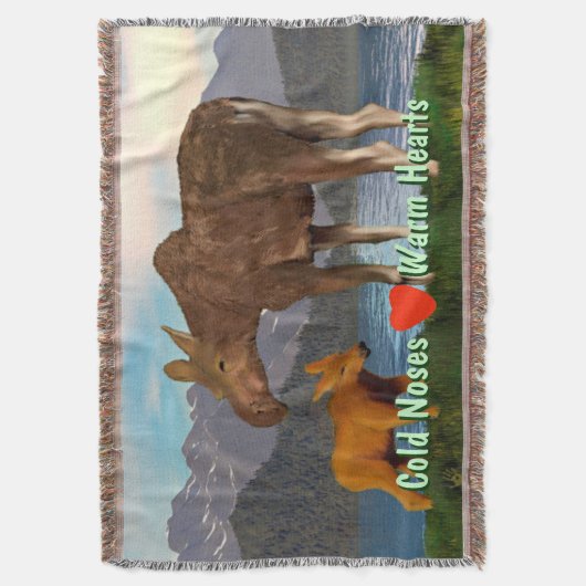 Moose in de Meadow Deken (Voorkant Verticaal)