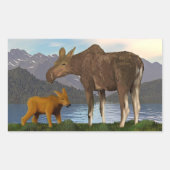 Moose in de Meadow Rechthoekige Sticker (Voorkant)