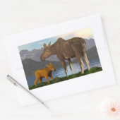 Moose in de Meadow Rechthoekige Sticker (Envelop)