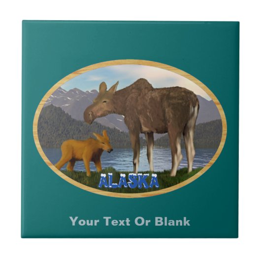 Moose in de Meadow Tegeltje (Voorkant)