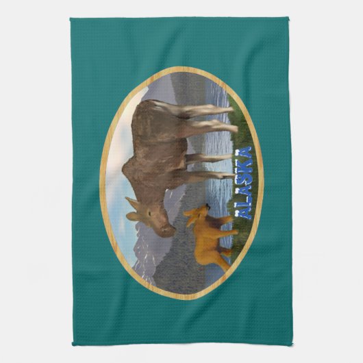 Moose in de Meadow Theedoek (Verticaal)