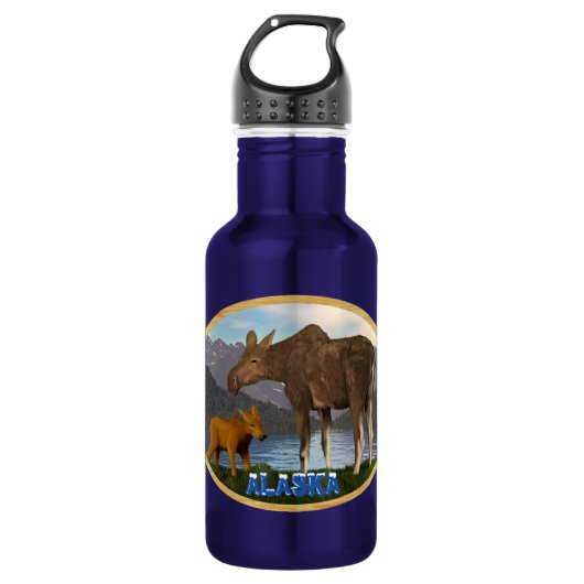 Moose in de Meadow Waterfles (Voorkant)