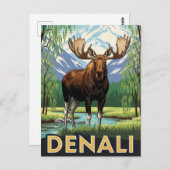 Moose in Denali National Park Alaska Vintage Briefkaart (Voorkant / Achterkant)