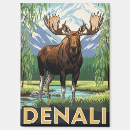 Moose in Denali National Park Alaska Vintage Magneet