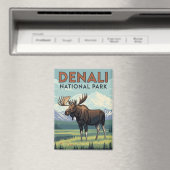 Moose in Denali National Park Alaska Vintage Magneet (Insitu (Vaatwasser))