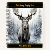 Moose in een besneeuwd bos notitieboek (Voorkant)