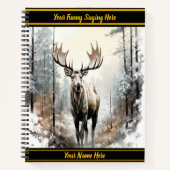 Moose in een besneeuwd schemerbos notitieboek (Voorkant)