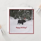 Moose in een kerstkaart met platte kerstkaart kaart (Voorkant / Achterkant in situ)