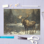 Moose in een Winter Landschap Schilderen Decoupage Tissuepapier (Craft)